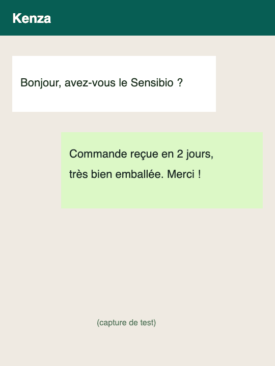 Capture d'écran du message WhatsApp de Kenza